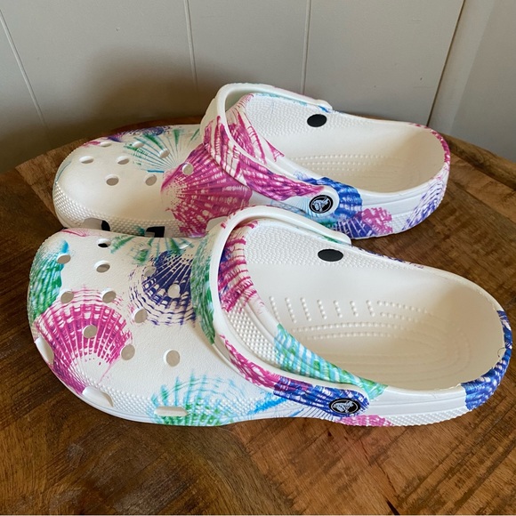 Crocs Classic Cyber Beach Clog Men's 11 White Tie Dye Multi Color Splatter NWT - Picture 4 of 11